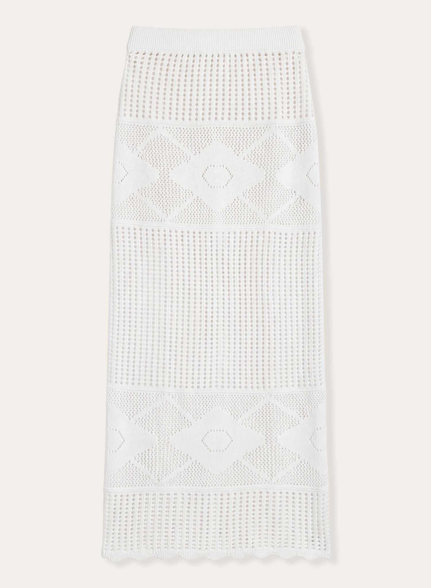 Cream Crochet Knit Maxi Skirt